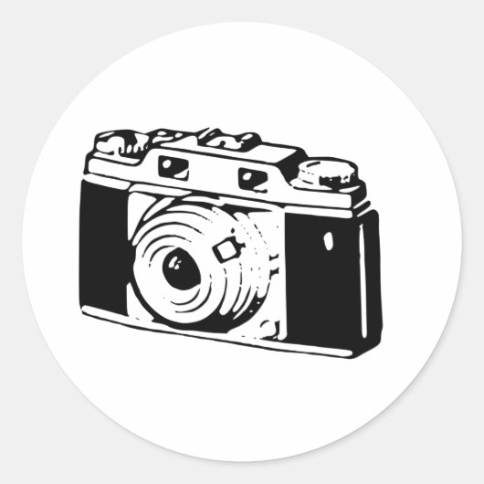 Oude camera ronde sticker (Voorkant)