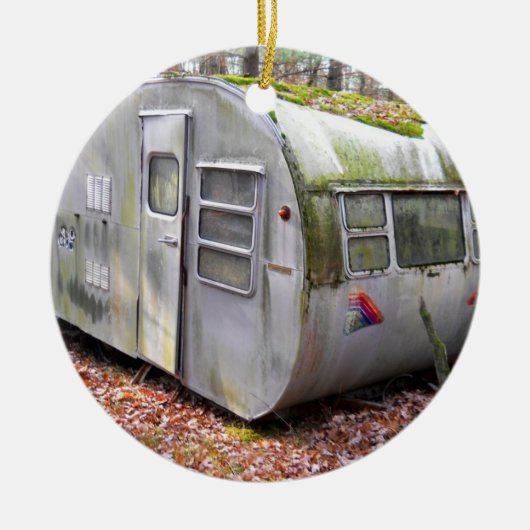Oude camper in Bos Keramisch Ornament (Voorkant)