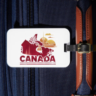 Oude Canada Reis Landkaart Esdoornblad Bagagelabel