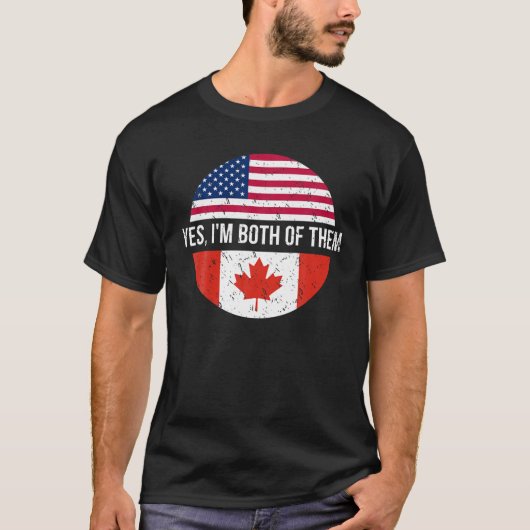 Oude Canadese Amerikaanse Ja Ik Ben Allebei Kan T-shirt (Voorkant)