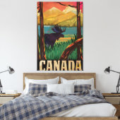 Oude Canadese Reisposter Canvas Afdruk (Insitu (Slaapkamer))