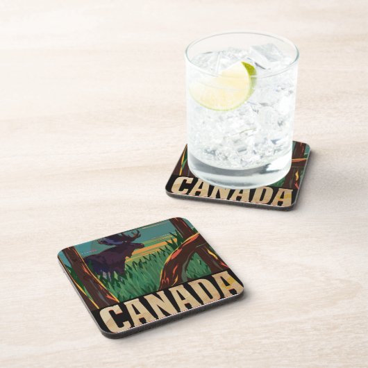 Oude Canadese Reisposter Drankjes Onderzetter (Rechterzijde)