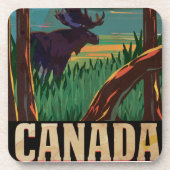 Oude Canadese Reisposter Drankjes Onderzetter (Voorkant)