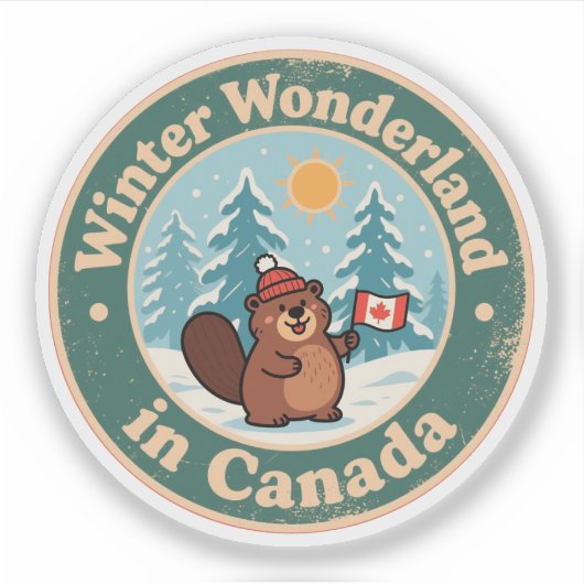 Oude Canadese winterscène Sticker (Voorkant)