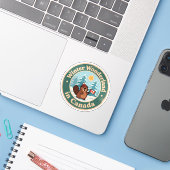 Oude Canadese winterscène Sticker (Laptop met iPhone)