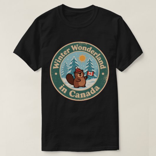 Oude Canadese winterscène T-shirt (Design voorkant)