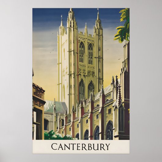 Oude Canterbury Kathedraal Engeland Reisposter Poster (Voorkant)