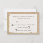 Oude Canvas, Papier & Kanten Uitzicht Trouwkaart R RSVP Kaartje (Achterkant)