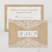 Oude Canvas, Papier & Kanten Uitzicht Trouwkaart R RSVP Kaartje (Voorkant / Achterkant)