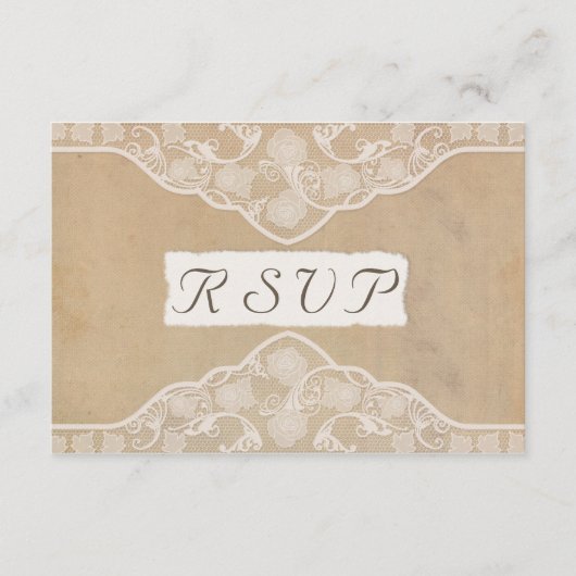 Oude Canvas, Papier & Kanten Uitziende Trouw RSVP (Voorkant)