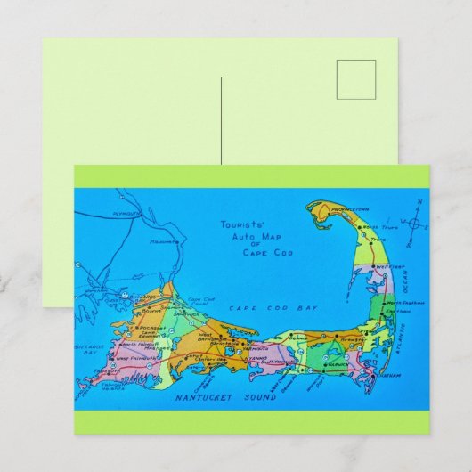 Oude Cape Cod toeristenkaart Briefkaart (Voorkant / Achterkant)
