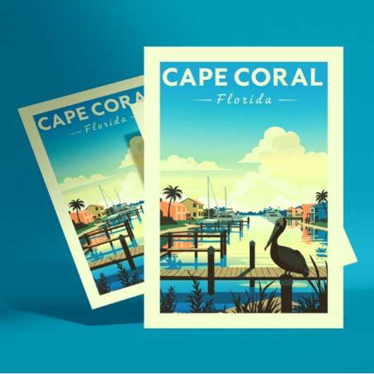 Oude Cape Coral Florida Briefkaart