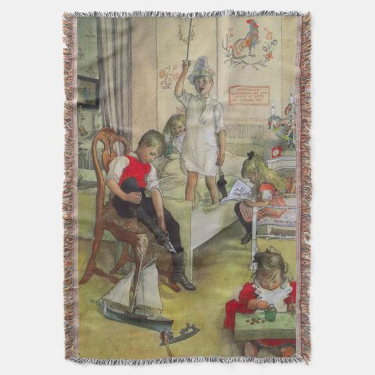 Oude Carl Larsson kerstochtend 1894 Deken (Voorkant Verticaal)