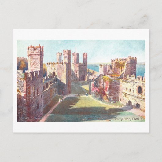 Oude Carnarvon Castle Briefkaart (Voorkant)