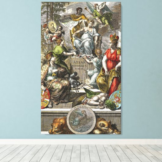 Oude cartografische kaart canvas afdruk (Insitu (Houten vloer))