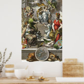 Oude cartografische kaart poster (Keuken)