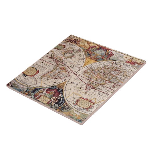 Oude cartografische kaart tegeltje (Zijkant)