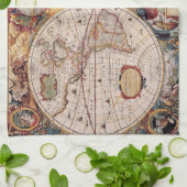 Oude cartografische kaart theedoek (Gevouwen)