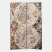 Oude cartografische kaart theedoek (Verticaal)