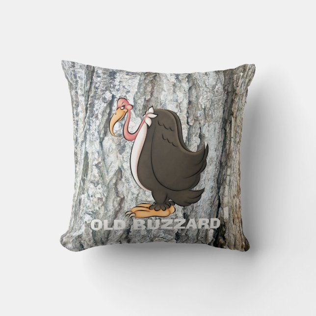 Oude cartoon Buzzard gooit kussen (Voorkant)