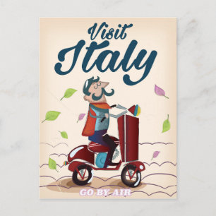 Oude cartoon Italië reis ansichtkaart. Briefkaart