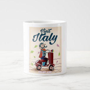 Oude cartoon Italië reis ansichtkaart. Grote Koffiekop