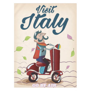 Oude cartoon Italië reis ansichtkaart. Tafelkleed