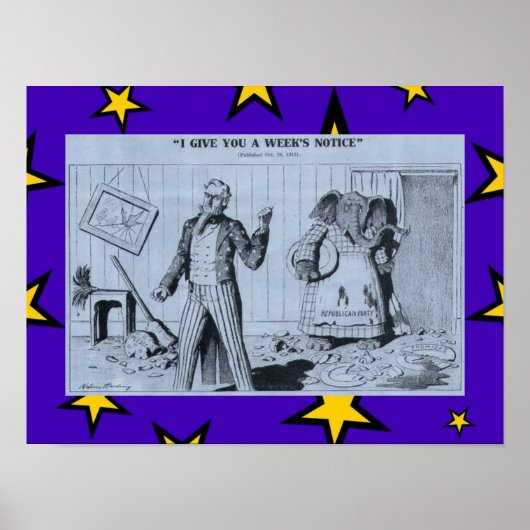 Oude Cartoon tegen de Republikeinen, oom Sam & Ele Poster (Voorkant)