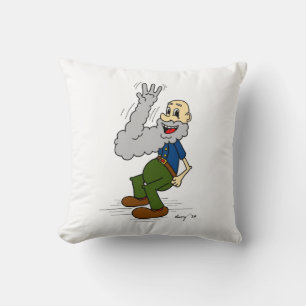 Oude Cartoon van de Man Waving Beard Kussen