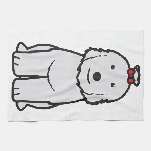 Oude Cartoon van Sheepdog Dog Theedoek (Horizontaal)