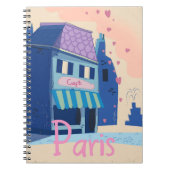 Oude cartoonscene van de straat in Parijs Notitieboek (Voorkant)