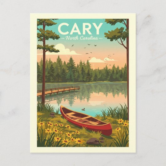 Oude Cary North Carolina Briefkaart (Voorkant)
