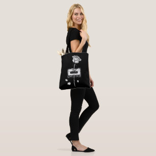 Oude Cassettebandje Bloeiende Roos Esthetiek Tote Bag