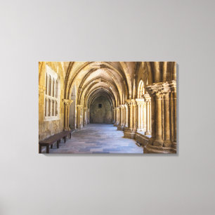 Oude Cathedraal Cloister Hallway Canvas Afdruk