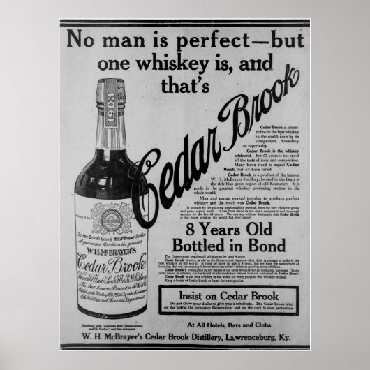  oude cedar brook whiskey druk poster (Voorkant)