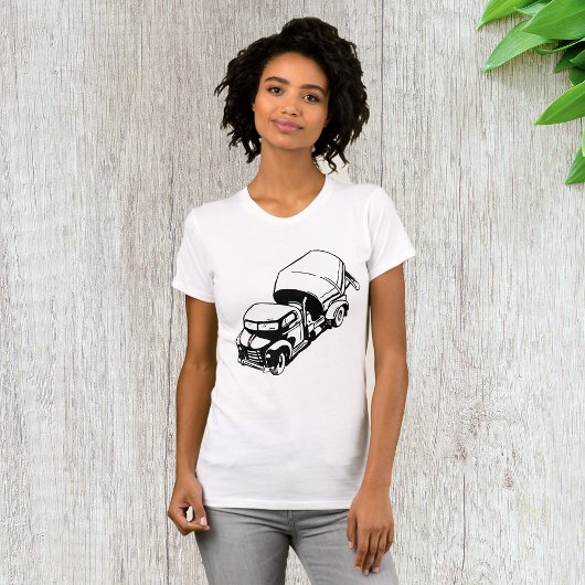 Oude Cementmixer Truck Zwart en Wit T-shirt