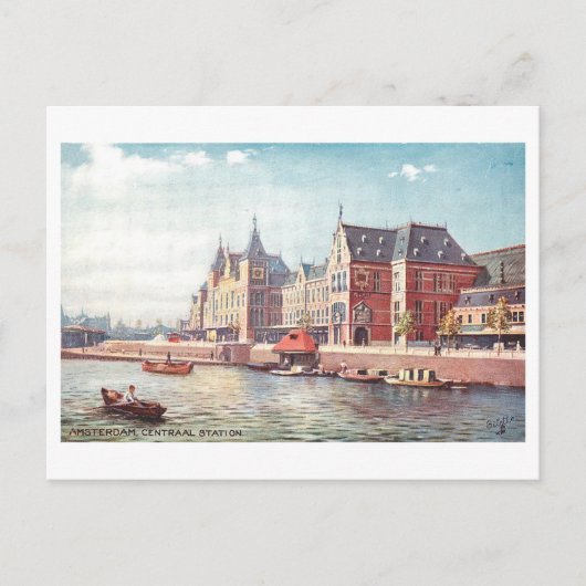 Oude Centrale Spoorwegstation, Amsterdam Briefkaart (Voorkant)