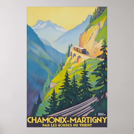 Oude Chamonix Martigny Reisposter Print (Voorkant)