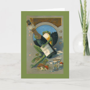 Oude Champagne Nieuwjaar Feestdagen Kaart