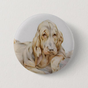 Oude charmante bloedhonden, puppy honden door EJ D Ronde Button 5,7 Cm