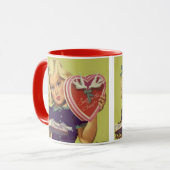 Oude charme Valentijnsdag, Meisje met Chocolade Mok (Voorkant links)