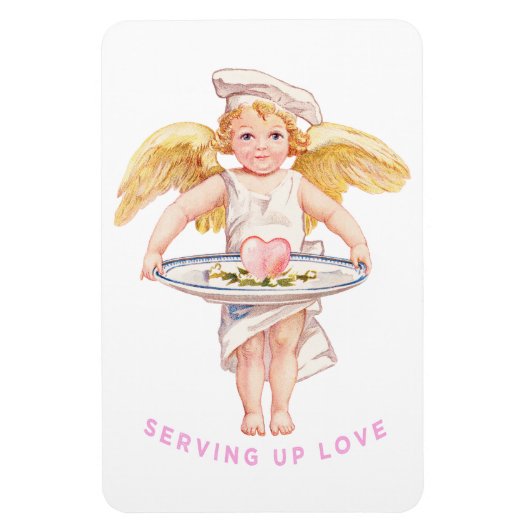 Oude Chef Cherub Dienend met Liefde Chic Valentijn Magneet (Verticaal)