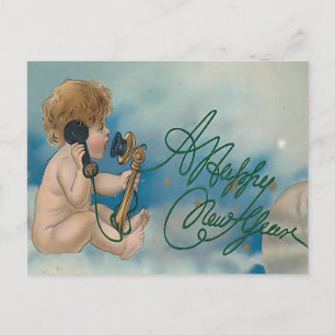 Oude Cherub-telefoongesprek   Gelukkig Nieuwjaar Briefkaart