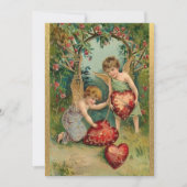 Oude cherubs met hart goud op Valentijnsdag Feestdagenkaart (Voorkant)