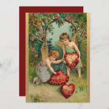 Oude cherubs met hart goud op Valentijnsdag