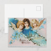 Oude cherubs op besneeuwd dak briefkaart (Voorkant / Achterkant)
