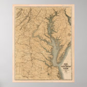 Oude Chesapeake Bay Map (1861)  kust VA Poster (Voorkant)