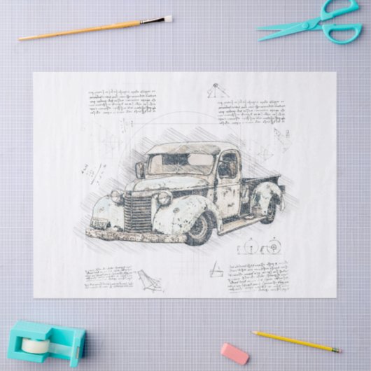 Oude Chevrolet Retro Classic Truck Decoupage Tissuepapier (Craft)