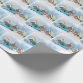 oude Chevy-auto met kerstontbijtkoekoek Cadeaupapier (Hoek)