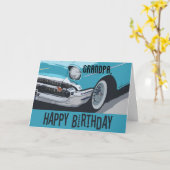 Oude Chevy verjaardag in het blauw voor elke opa. Kaart (Gele Bloem)